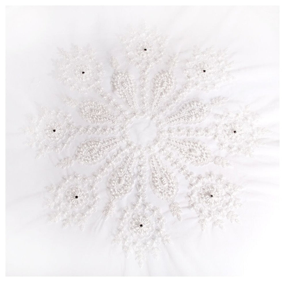 Merrigold Lace Embroidered Tablecloth With Beaded Accents, 80"x80"