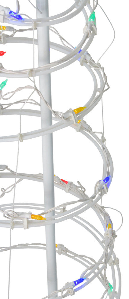 Set of 2 Multi-Color LED Lighted Spiral Christmas Trees Decorations 3' 4'