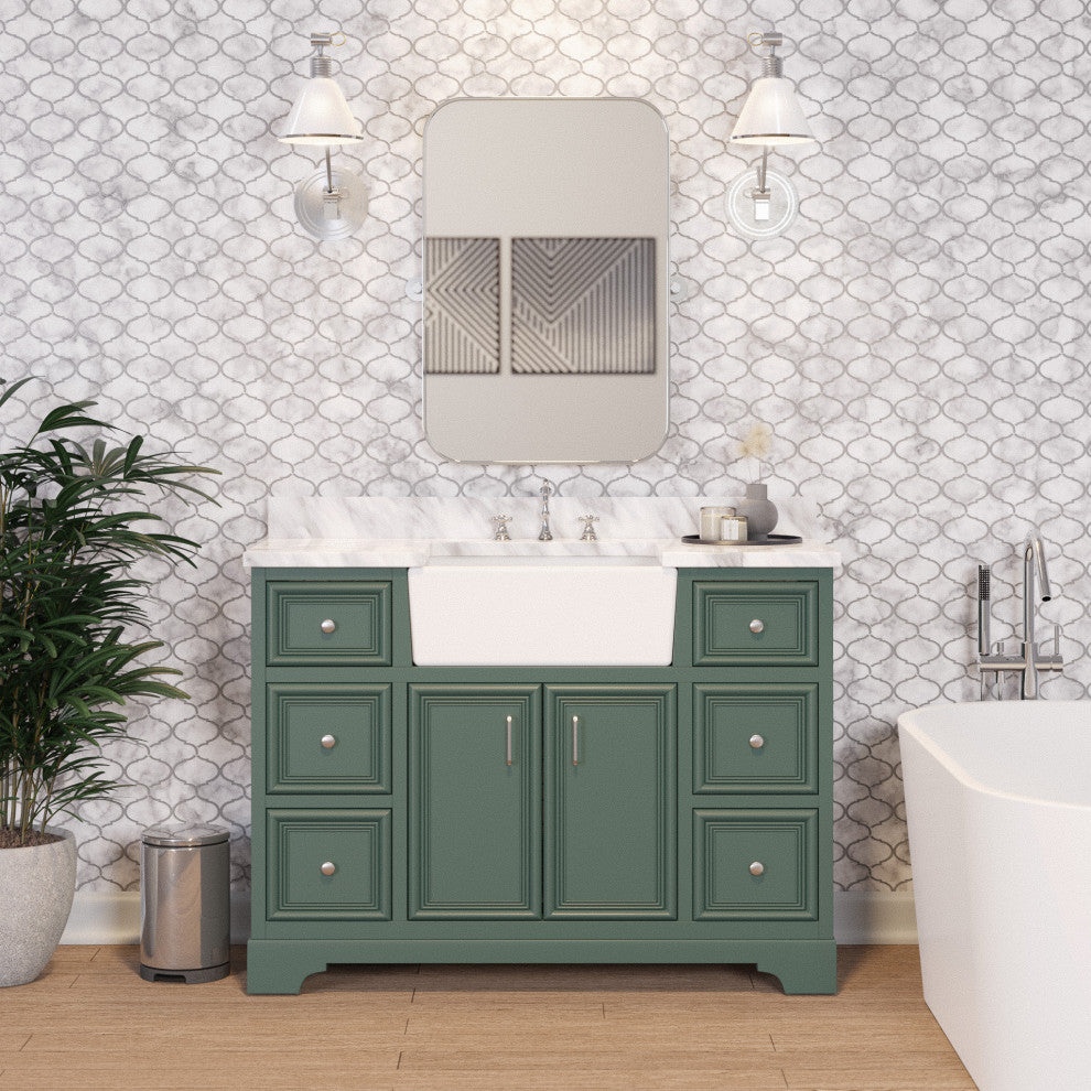 Zelda 48" Bathroom Vanity, Sage Green, Carrara Marble