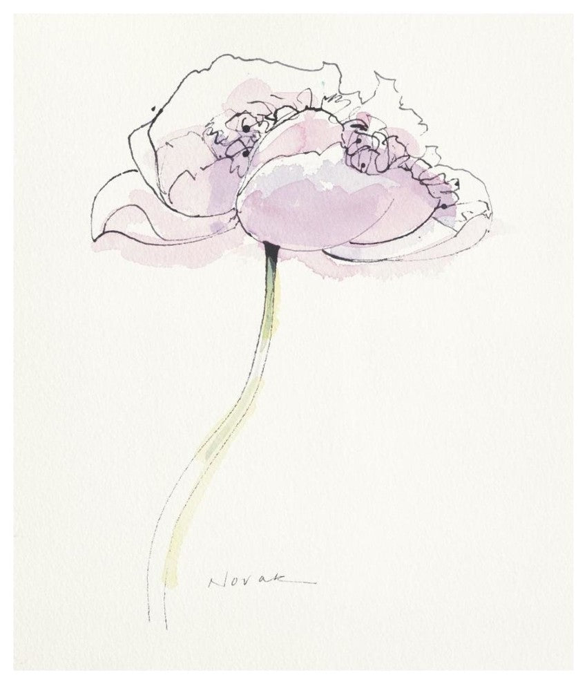 "Single Pink Somniferum II" Digital Paper Print by Shirley Novak, 21"x24"