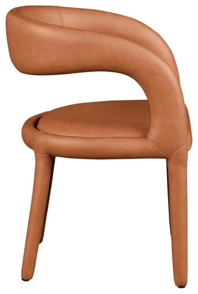 Pemberly Row 18" Contemporary Faux Leather Dining Chair in Orange
