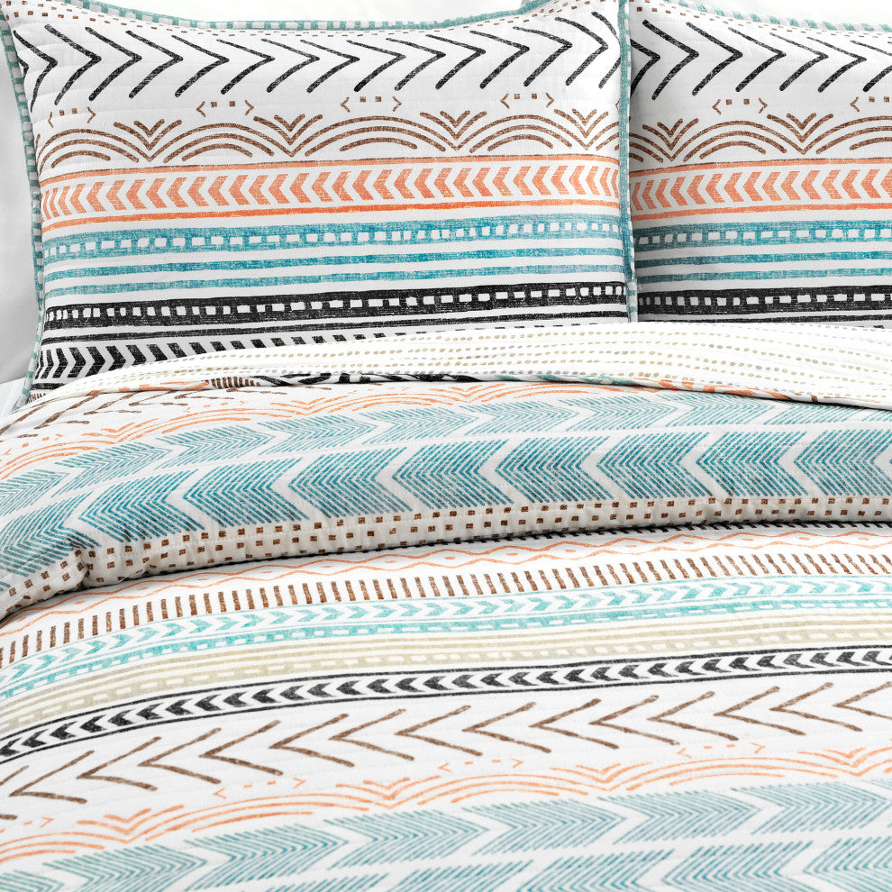 Hygge Geo 3-Piece Quilt Set, Neutral/Multi, King