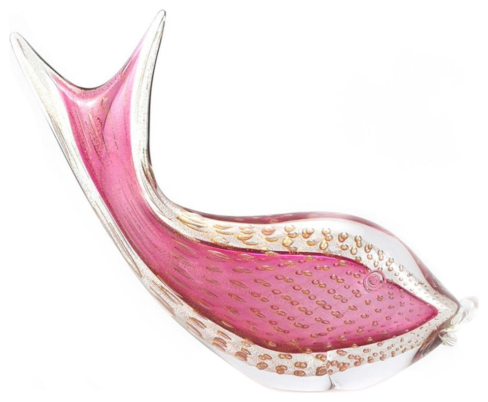 Murano Glass Tropical Fish, Ruby Glass, Gold