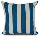 Rugby Stripe, Stripe Print Outdoor Pillow, Teal, 20" x 20"