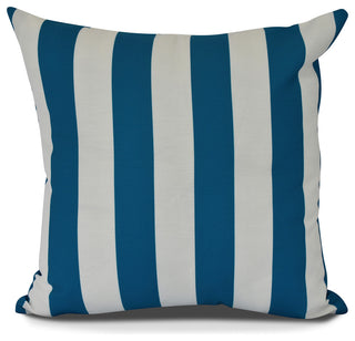 Rugby Stripe, Stripe Print Outdoor Pillow, Teal, 20" x 20"