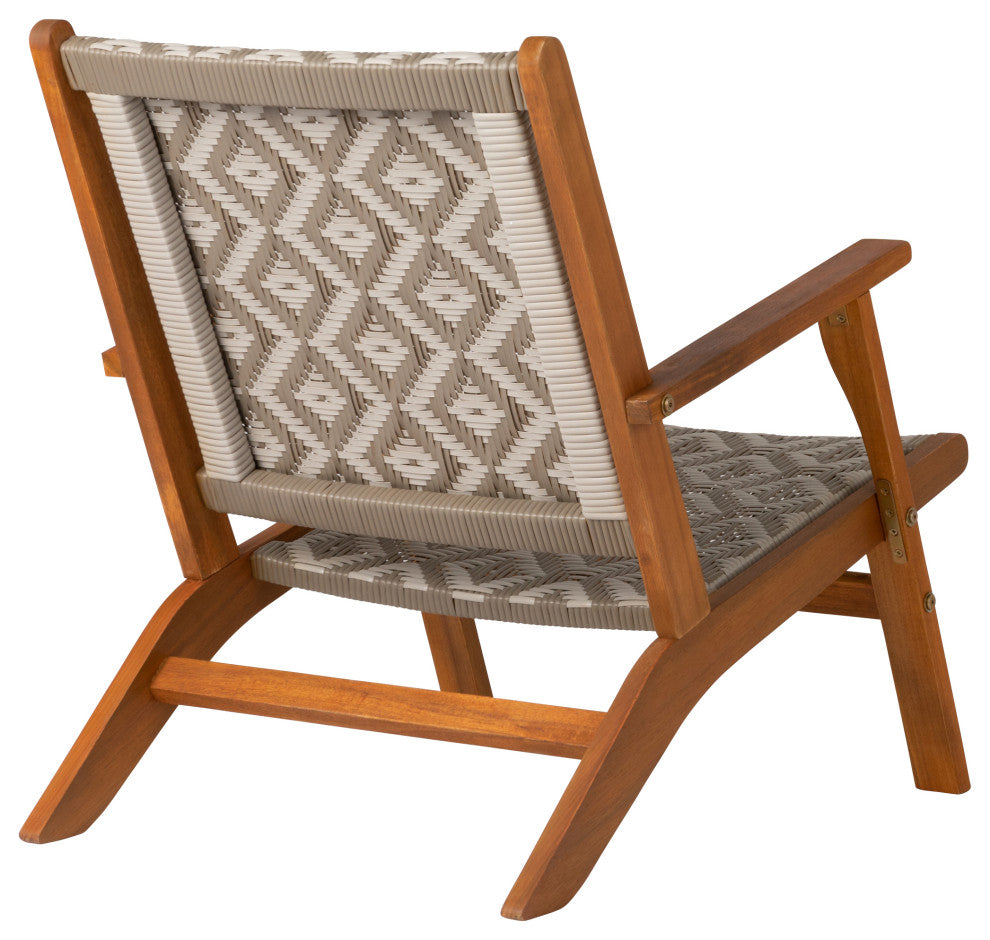 Vega Natural Stain Outdoor Chair in Diamond-Weave Wicker