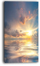 "Sunset Over Sea With Reflection" Modern Landscape Wall Art Canvas, 20"x40"