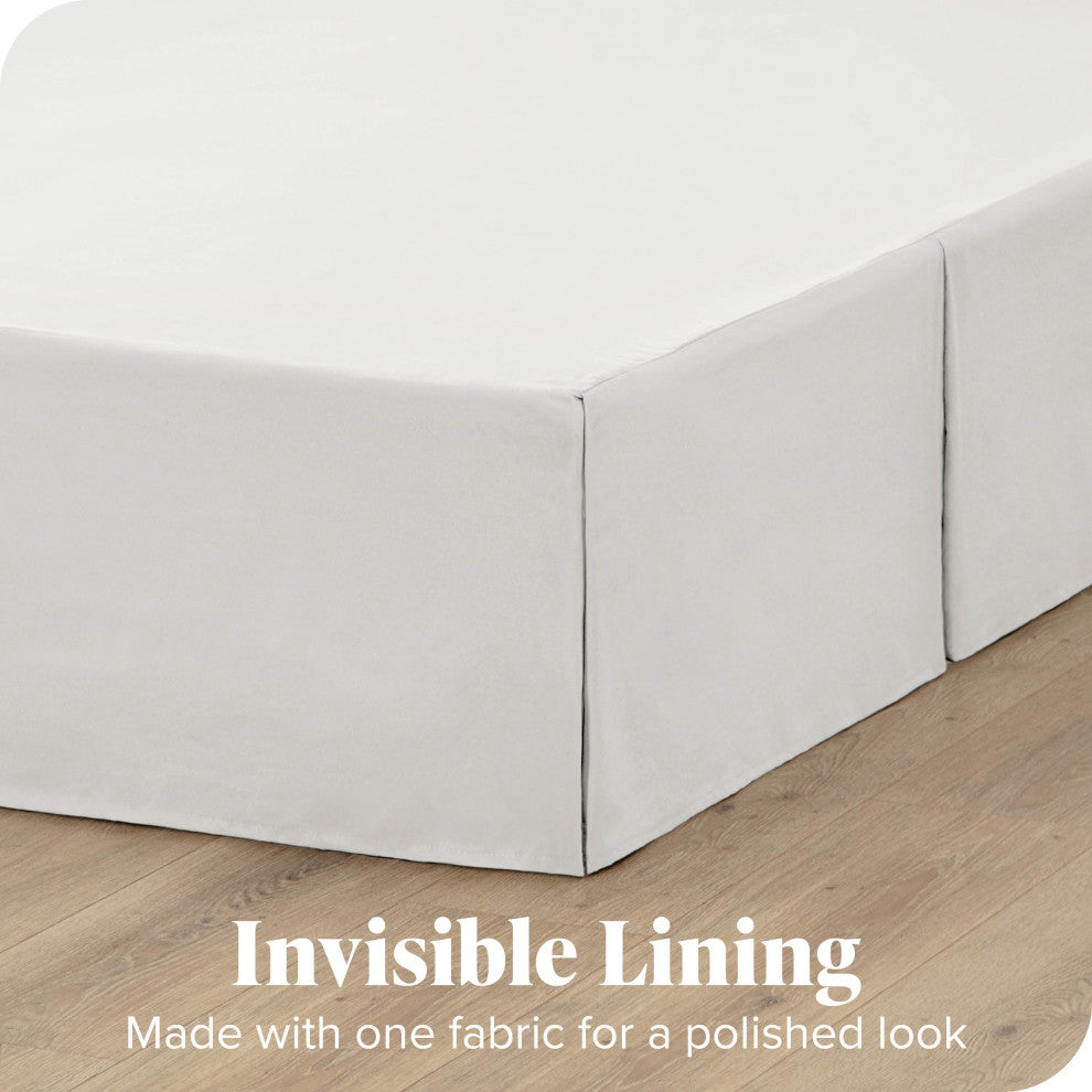 Bare Home Microfiber Bed Skirt , 15" Drop Length, Ivory, Twin