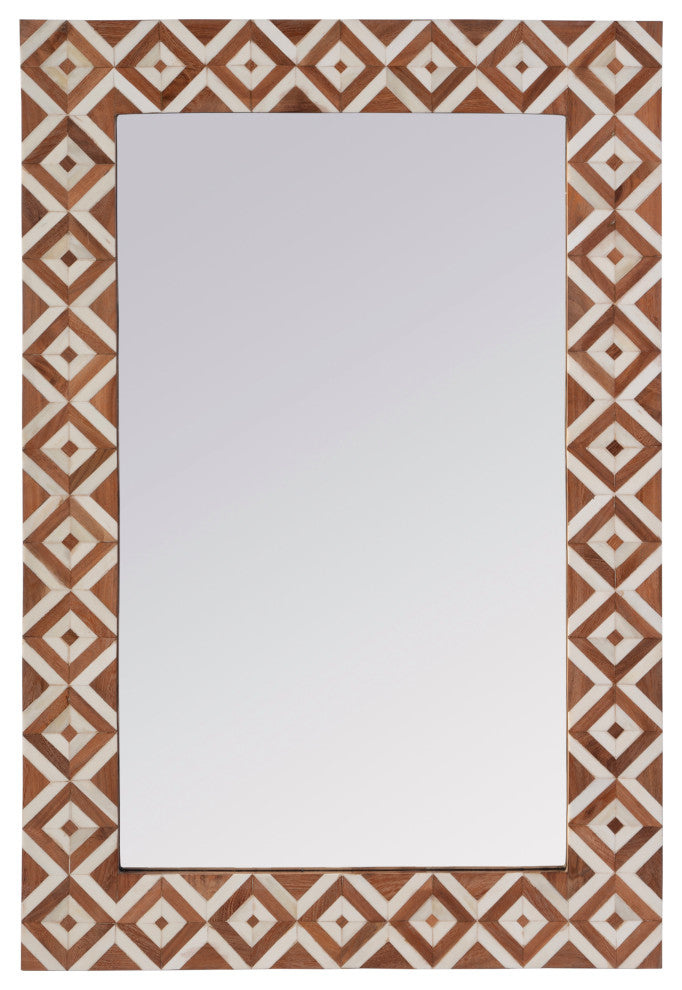 Verona 24" W x 36" H Rectangular Bone-Inlay Wall Mirror