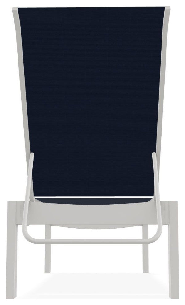 Leeward Sling Stackable Outdoor Chaise Lounge, Navy/Snow