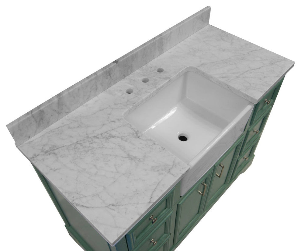 Zelda 48" Bathroom Vanity, Sage Green, Carrara Marble