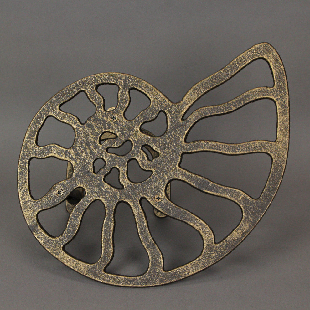 Bronze Cast Iron Nautilus Shell Garden Hose Holder Wall Mount Storage Hanger