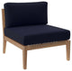 Modway Clearwater Teak Wood and Fabric Outdoor Armless Chair in Gray/Navy