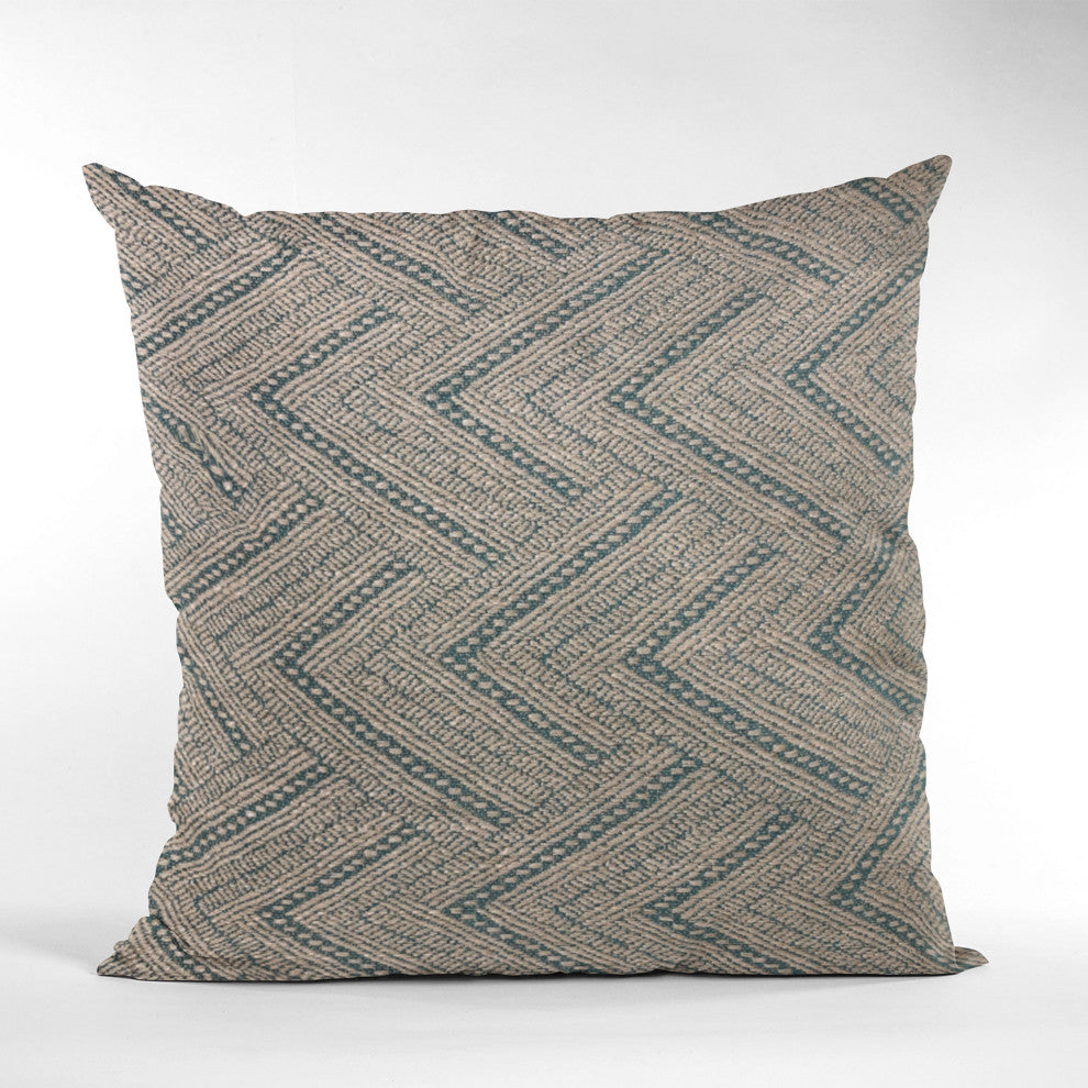 Plutus Blue Triangles Abstract Luxury Throw Pillow, 20"x20"