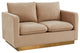 LeisureMod NS55BG Nervo Beige Mid-Century Velvet Loveseat Gold Frame