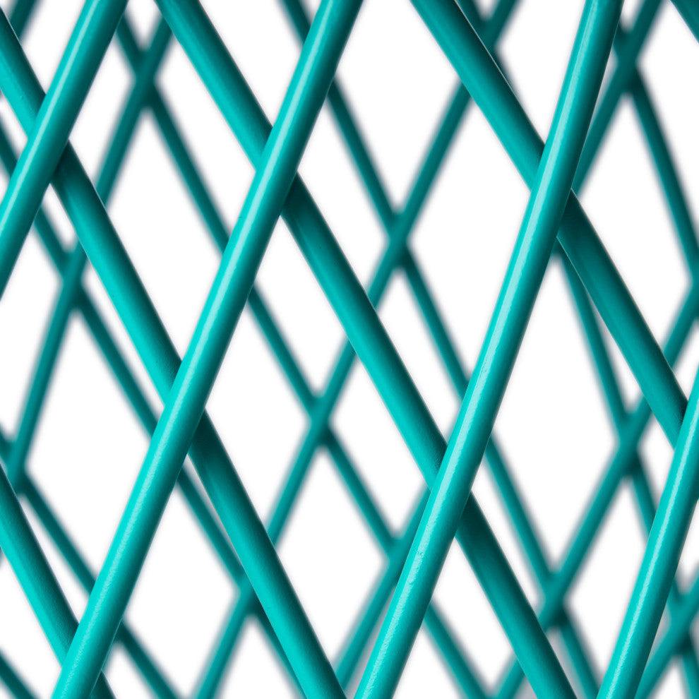 GDF Studio Alameda Outdoor 19" Diameter Lattice Iron Side Table, Matte Teal
