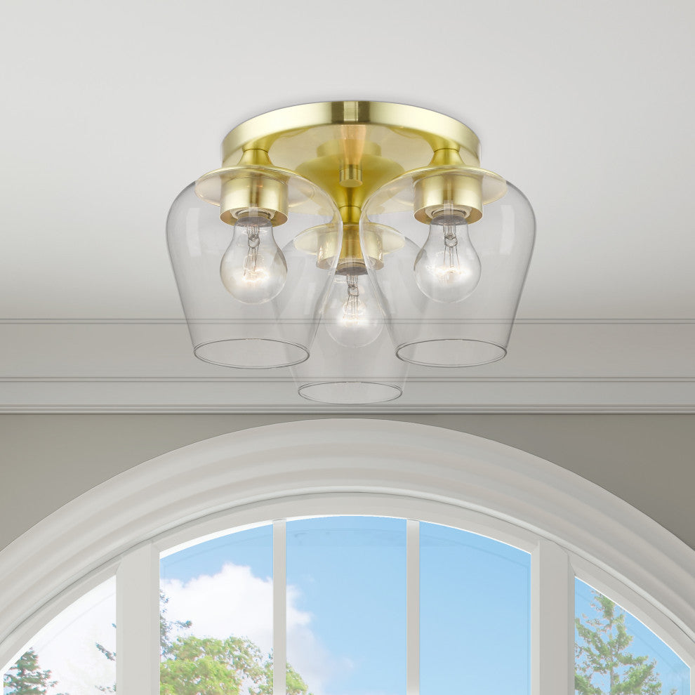 Willow 3 Light Satin Brass Flush Mount