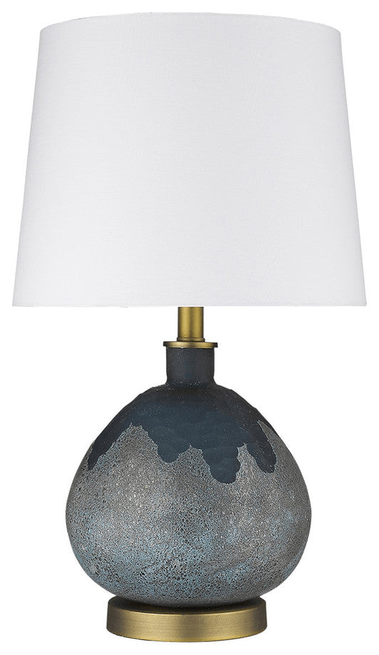 22" Brass Metal Table Lamp With White Empire Shade