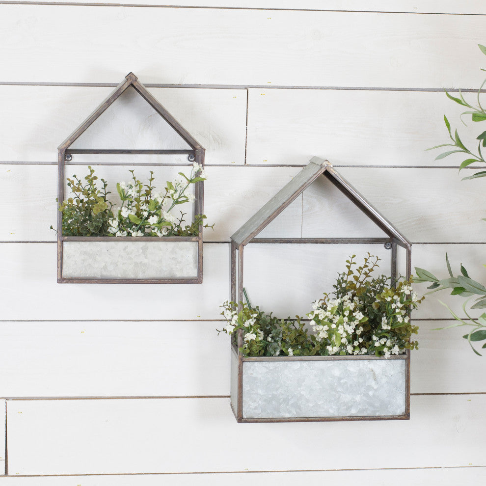 Metal Wall Planters Set of 2, Gray