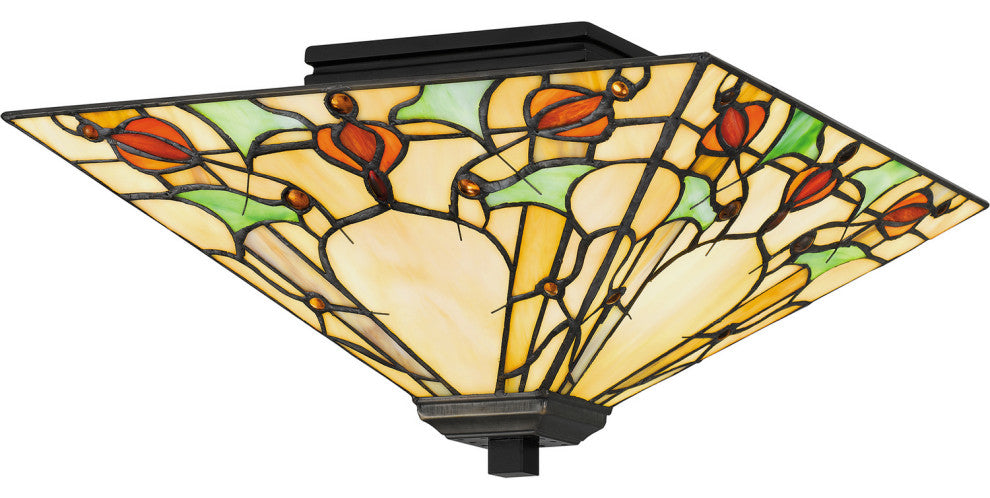 Quoizel TF5624MBK 2-Light Flush Mount, Tiffany