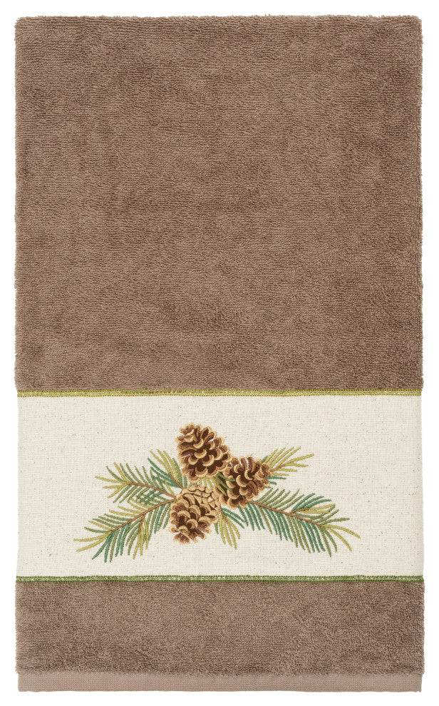Linum Home Textiles Turkish Cotton Pierre 3-Piece Embellished Towel Set, Latte