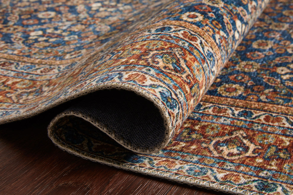 Cobalt Blue Spice Printed Polyester Layla Area Rug by Loloi II, 7'-6"x9'-6"