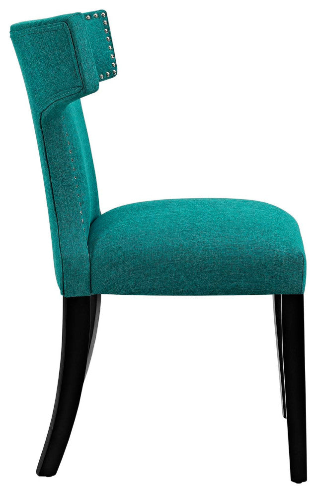 Teal Curve Dining Side Chair Fabric Set of 2