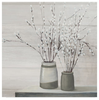 Julia Purinton 'P. Willow Still Life Gray Pots Shiplap' Canvas Art, 35"x35"