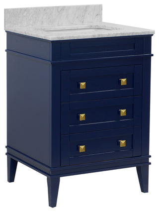 Eleanor 24" Bathroom Vanity, Royal Blue, Carrara Marble