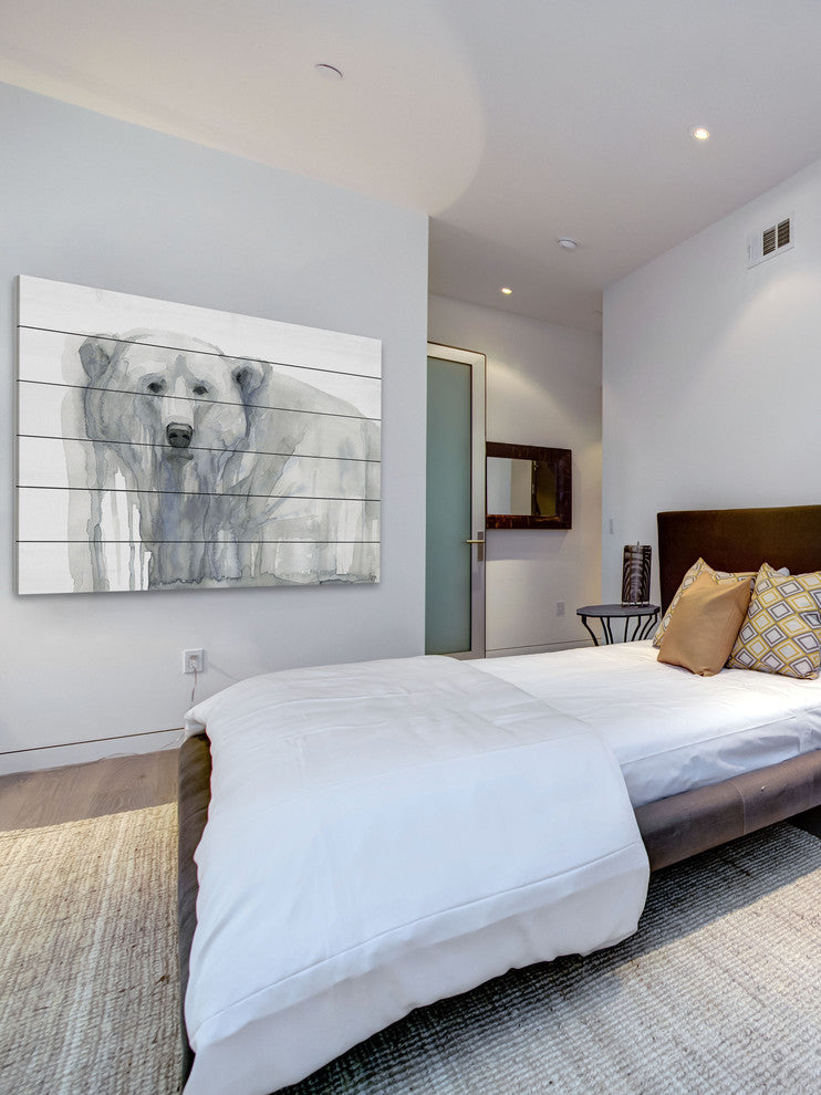 "Polar Bear" Painting Print on White Wood, 60"x40"