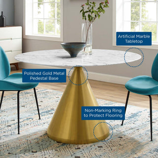 Tupelo 47" Artificial Marble Dining Table, Gold White