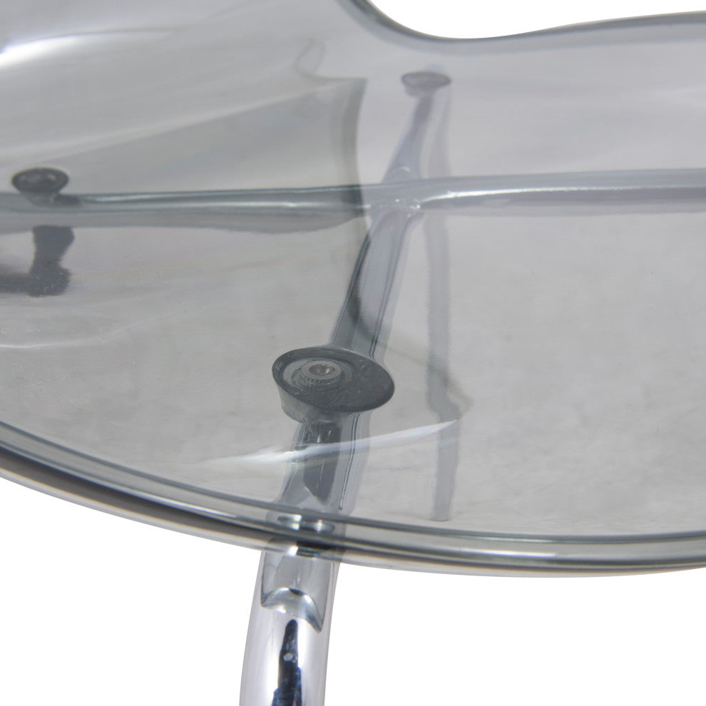 Stackable Transparent Dining Chair with Chrome Legs for Indoor and Outdoor, Black