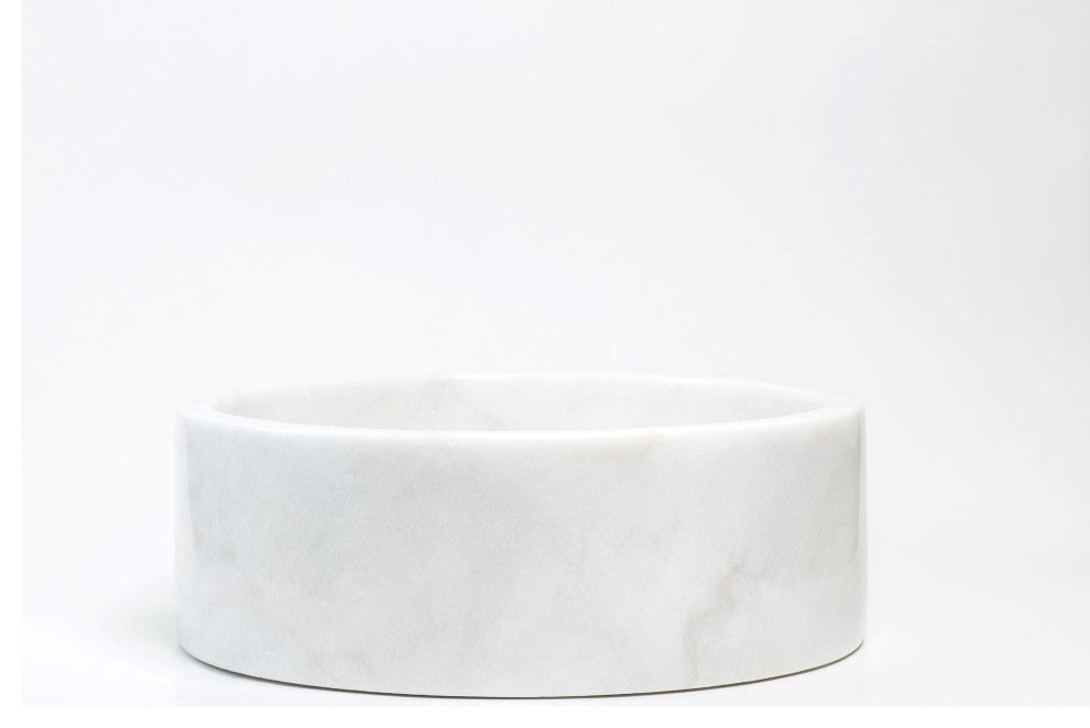 Natural Stone Vessel Bathroom Sink, Blizz Marble