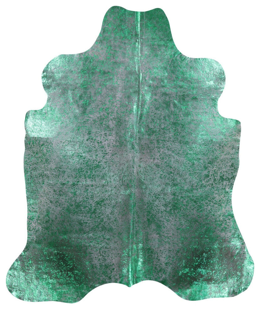 Green Metallic Cowhide Rug 7' 3" X 6' 2" C2127