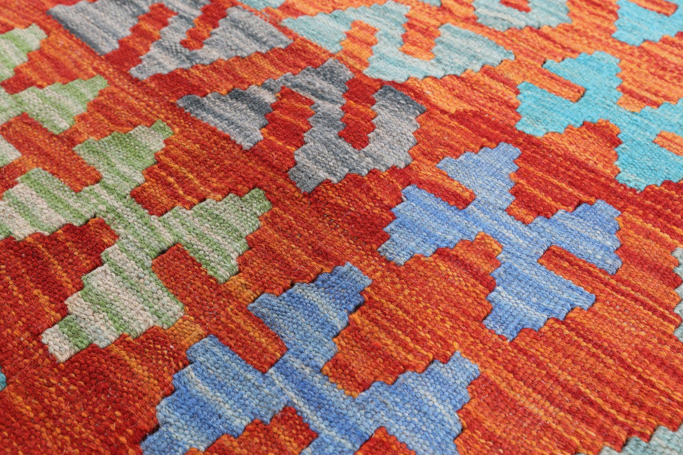 6' 5" X 9' 10" Flat Weave Kilim Reversible Wool On Wool Rug - Q12547