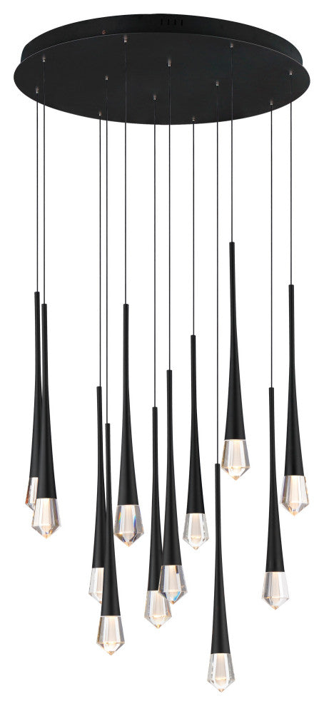 ET2 E24229-122 Pierce 25"W LED Crystal Multi Light Pendant - Black
