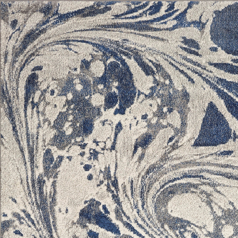 Watercolor Marble Plush Area Rug, Gray, 5'x7'6"