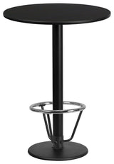 24" Round Laminate Table Top With 18" Round Bar Height Table Base and Foot Ring,