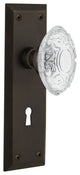 New York Plate Single Dummy, Keyhole Crystal Victorian Knob, Oil-Rubbed Bronze