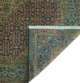 Super Vintage Distressed Qahhar Ivory/Navy Rug, 6'4 x 9'10