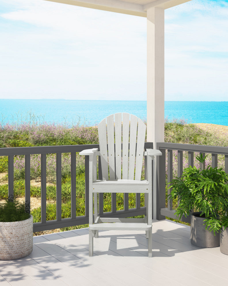 Rustic Adirondack Chairs Outdoor BarStools with Hight Back Design, White