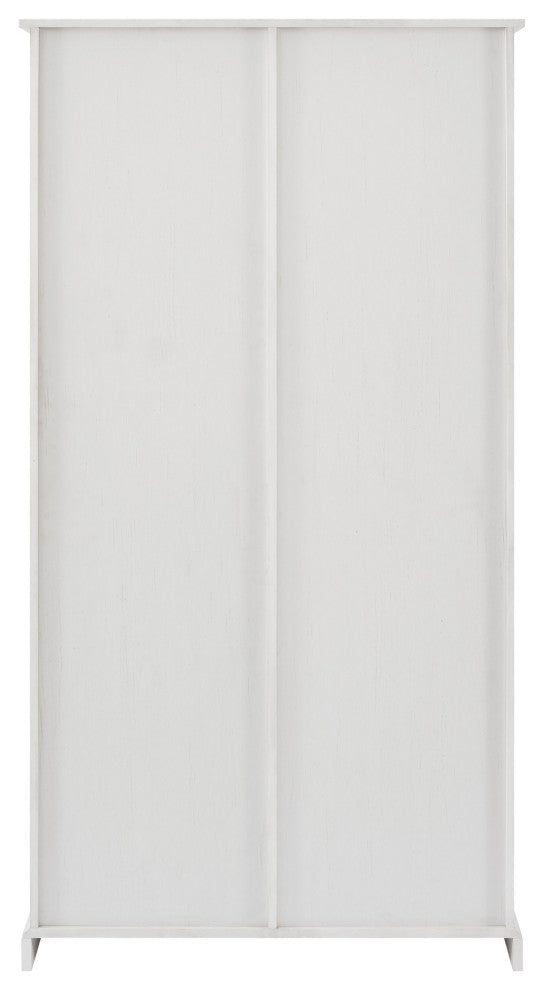 Modern Farmhouse Grooved Sliding Door Tall Storage Cabinet "“ Brushed White