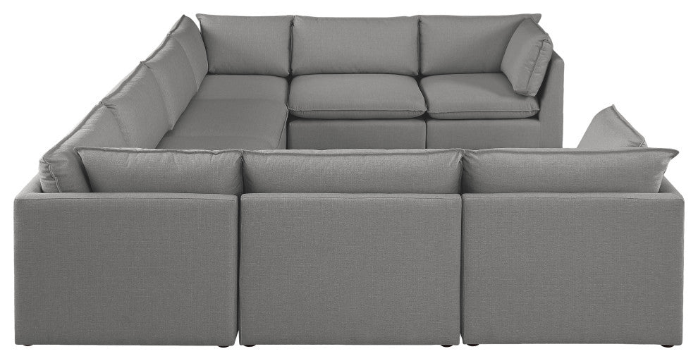 Mackenzie Linen Textured Fabric 8-Piece Modular U-Shaped Sectional, Grey