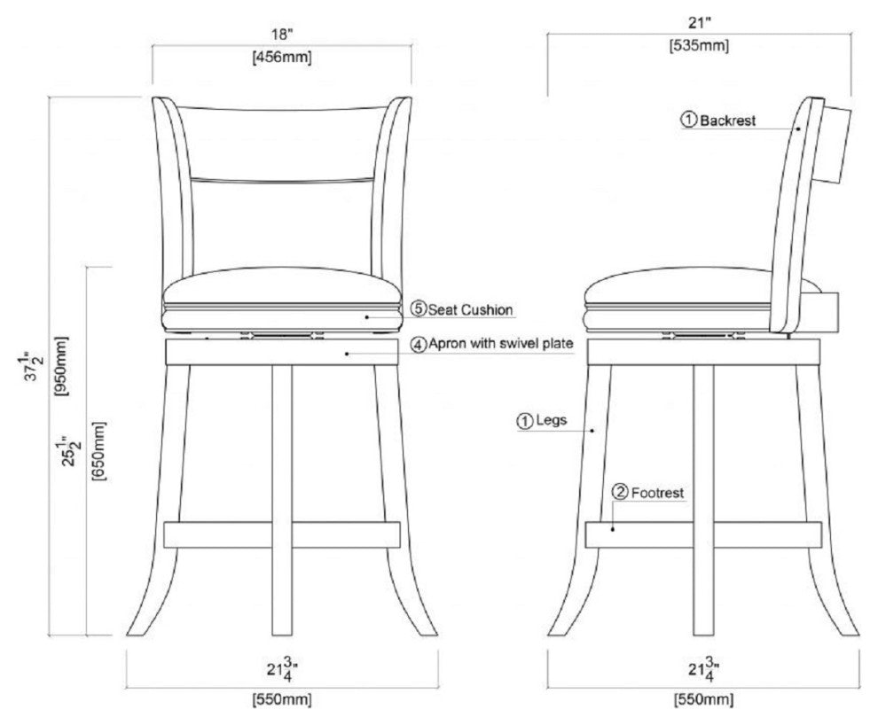 Palmetto Swivel Stool, 24" Counter Height, Walnut