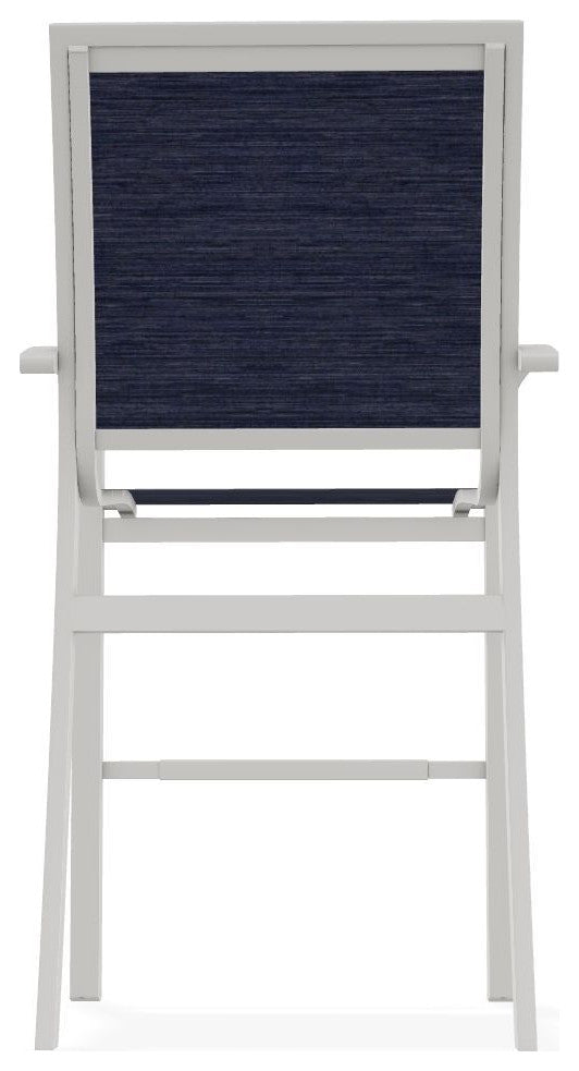 Kendall Sling Bar Height Stackable Outdoor Stool, Collect Indigo/Snow