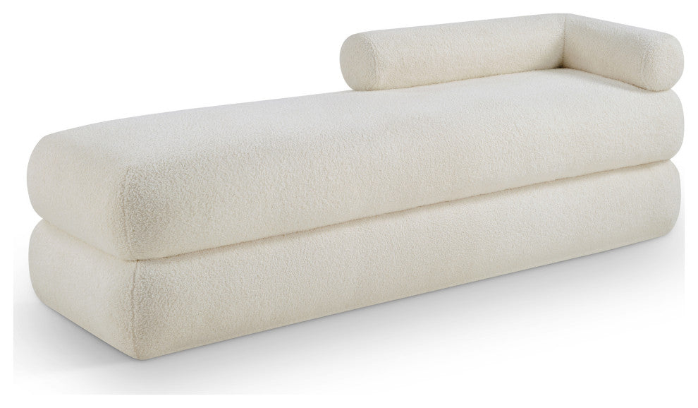 Kennedy Upholstered Bench, Cream, Teddy Fabric