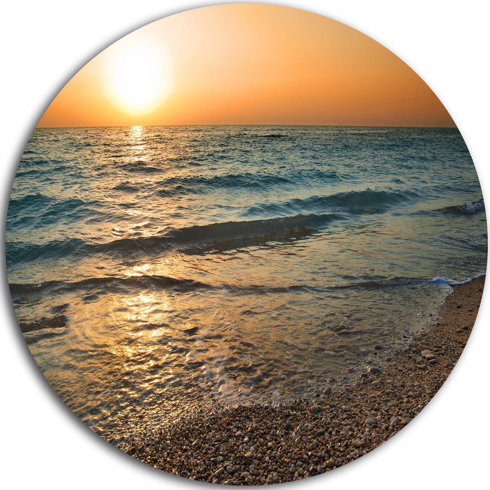 Gloomy Atlantic Beach Portugal, Seashore Disc Metal Artwork, 11"