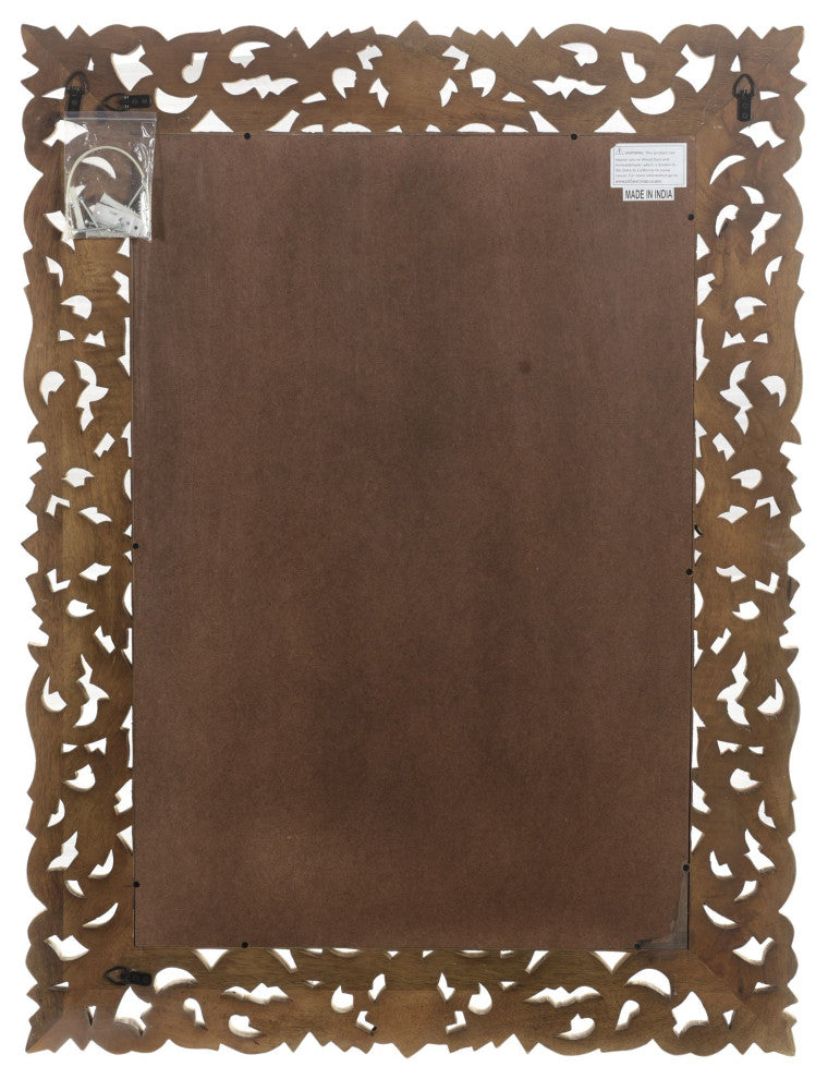 Delaney Carved Mirror, Distressed Off-White