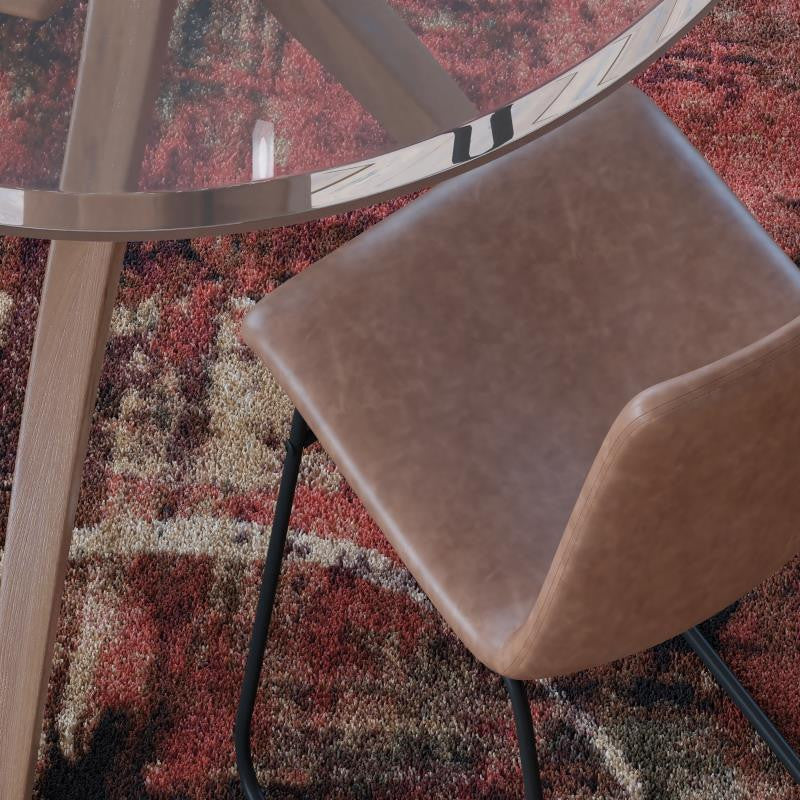 Caldor Collection Abstract Olefin Area Rug with Jute Backing, Green Multi, 8' X 8'