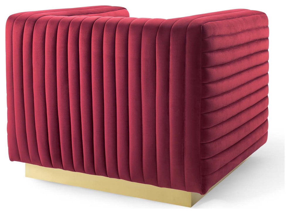 Charisma Channel Tufted Performance Velvet Accent Armchair - Maroon